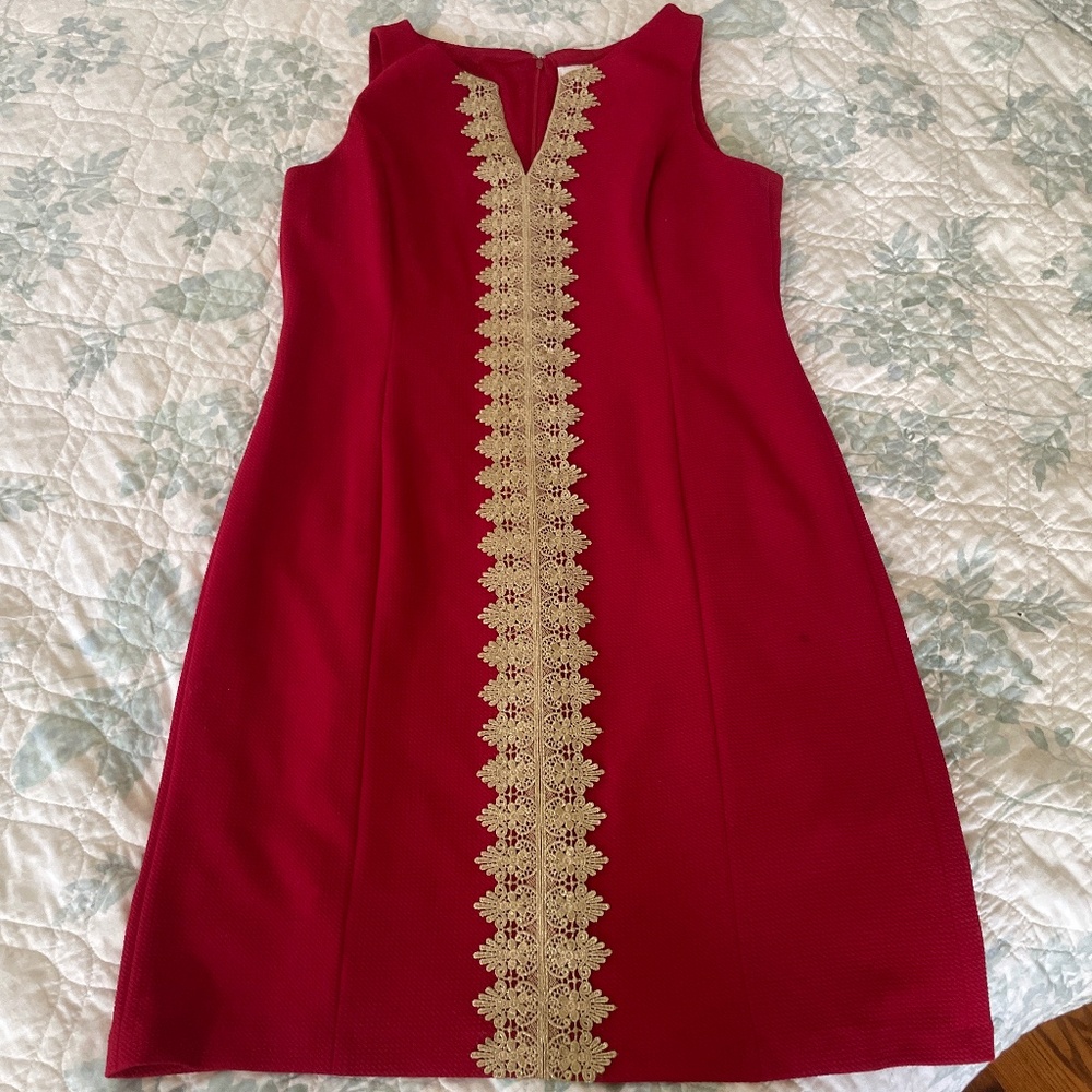Cappagallo red and gold dress sz. 14, great condition